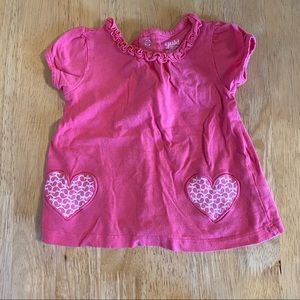 Carter’s 12M Pink Shirt Hearts Whales Ruffle